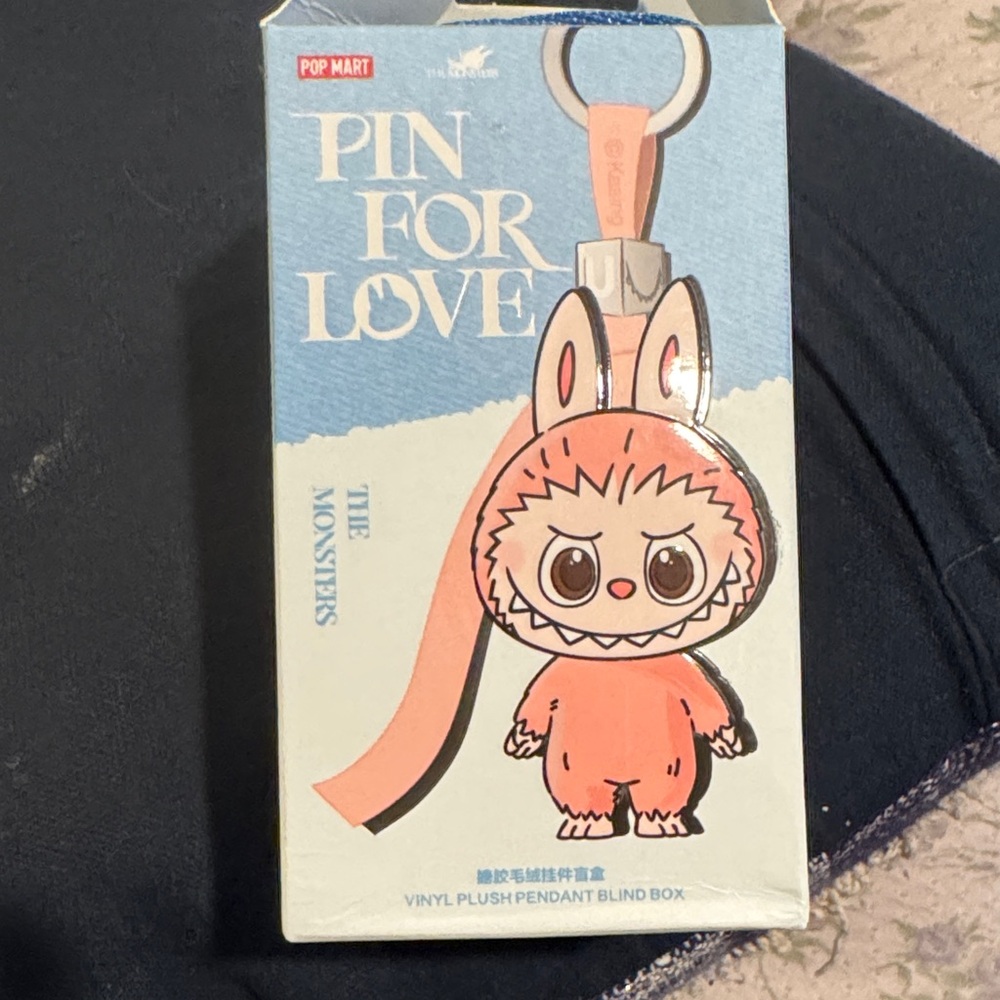 Pop Mart Pink Monster Stuffed Animal Keychain Letter Z Box Opened